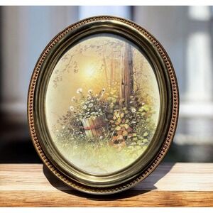 VTG Syroco 1982 Oval Gold Hollywood Regency Frame 22" Cottage Forest Boho Whimsy